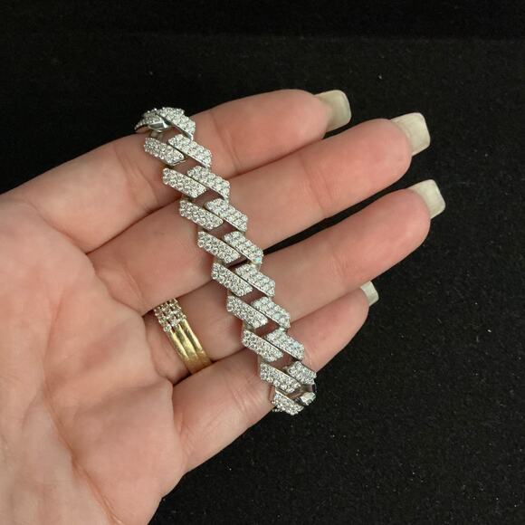 12.8mm Genuine Moissanite Monaco Cuban Bracelet 8in 10.18ctw~NEW~Retail $1599 - Picture 4 of 9